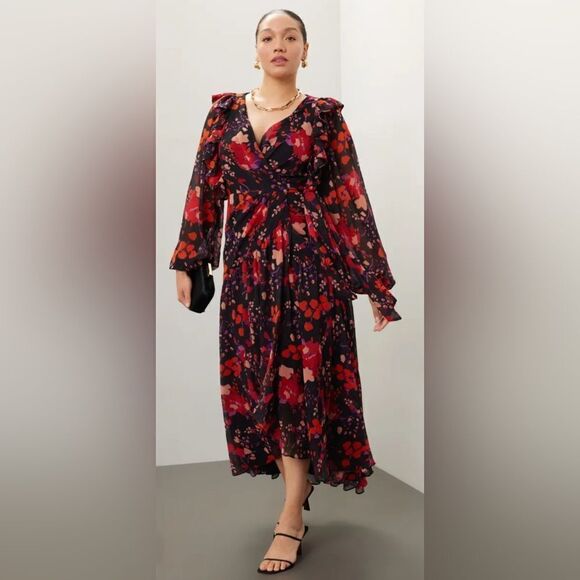 Slate & Willow Dresses & Skirts - Slate & Willow Floral Midi Wrap Dress Size XL